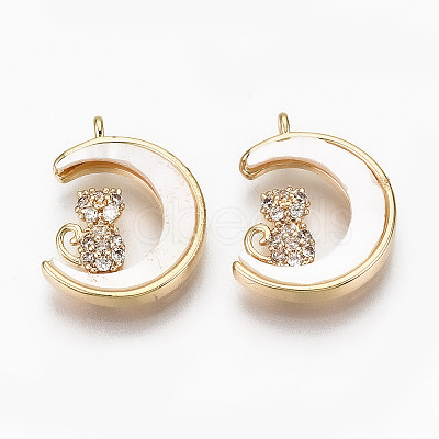 Brass Micro Pave Clear Cubic Zirconia Charms KK-R117-005-NF-1