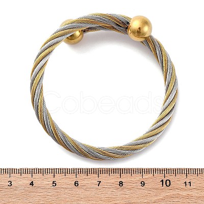 304 Stainless Steel Torque Bangles for Women BJEW-P310-12GP-1