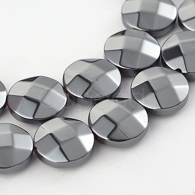 Electroplate Non-magnetic Synthetic Hematite Flat Round Bead Strands G-L368-05D-1