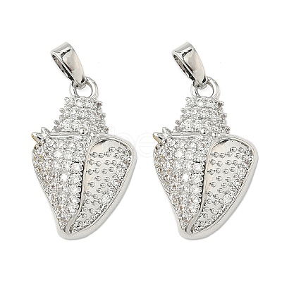 Brass Micro Pave Clear Cubic Zirconia Pendants KK-B139-06P-1