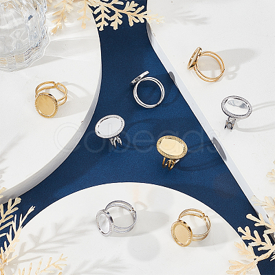 8Pcs 2 Colors 304 Stainless Steel Cuff Ring Findings FIND-ME0003-36-1