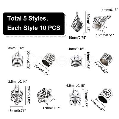 50Pcs 5 Style Tibetan Style Alloy Cord Ends TIBEP-PH0001-25-1