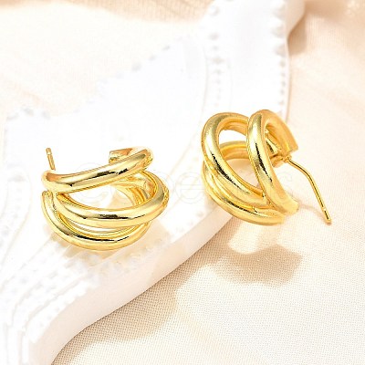 Brass Half Hoop Earrings LS-EJEW-A056-09G-1
