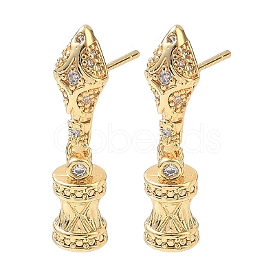 Brass Pave Cubic Zirconia Stud Earring Findings KK-C172-08G-1