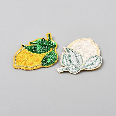 Lemon Crystal Rhinestone Embroidery Sew on Cloth Patches PATC-WH0008-182C-1