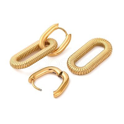 Ion Plating(IP) 304 Stainless Steel Oval Hoop Earrings for Women EJEW-S240-02G-1
