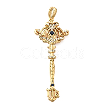 Brass Micro Pave Cubic Zirconia Big Pendants KK-B147-04G-04-1