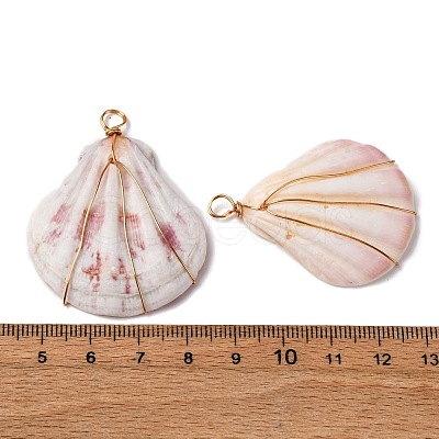 Natural Scallop Shell Pendants PALLOY-JF01209-1