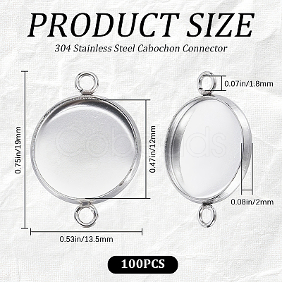 100Pcs 304 Stainless Steel Cabochon Connector Settings STAS-CN0001-81-1