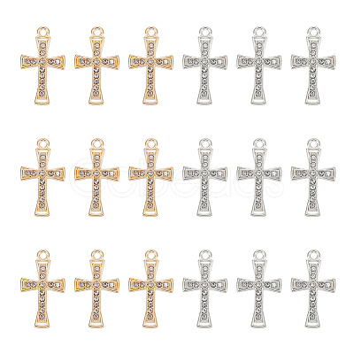 60Pcs 2 Colors Alloy with Crystal Rhinestone Pendants ALRI-UN0001-04-1