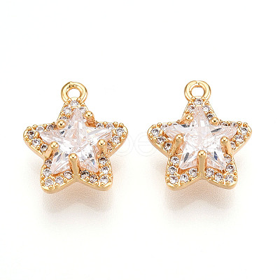 Brass Micro Pave Cubic Zirconia Charms KK-N261-117A-G-1