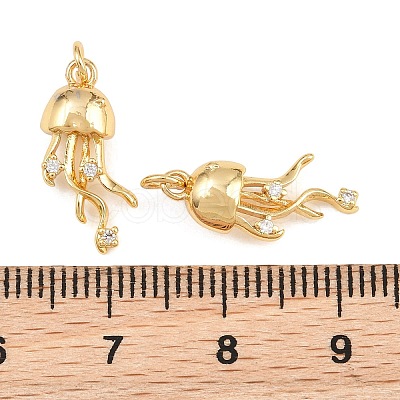 Brass Micro Pave Clear Cubic Zirconia Pendants KK-Q085-03B-G-1