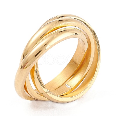 Ion Plating(IP) Unisex 304 Stainless Steel Finger Rings RJEW-K233-06-G-1