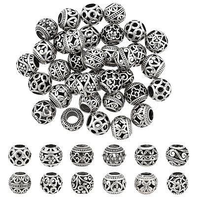 72Pcs 12 Styles Tibetan Style Alloy European Beads FIND-PH0060-22AS-1