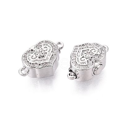Brass Micro Pave Clear Cubic Zirconia Box Clasps KK-Q074-07P-1