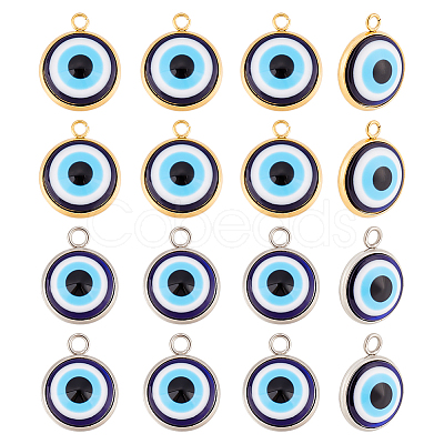 ARRICRAFT 32Pcs 2 Colors Opaque Resin Evil Eye Pendants RESI-AR0001-21-1