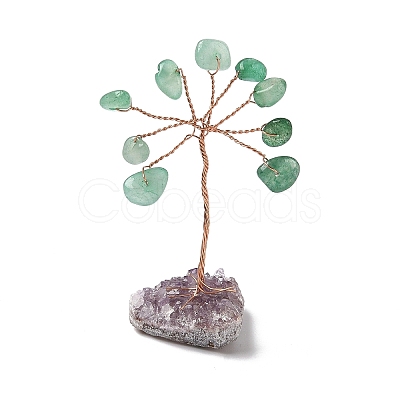 Natural Green Aventurine Chips Tree of Life Decorations DJEW-P022-03A-02-1