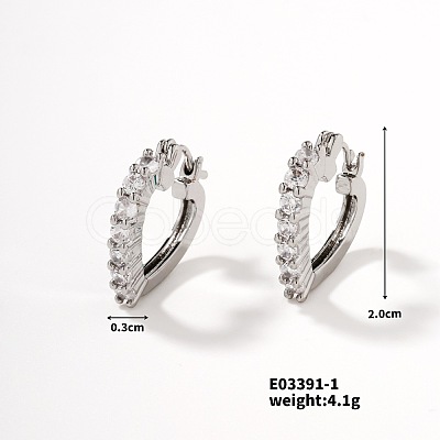 Heart-shaped Diamond Inlaid Hoop Earrings XW0736-1-1