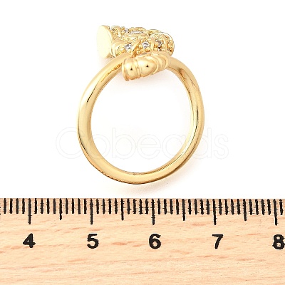 Ocean Theme Brass Micro Pave Cubic Zirconia Cuff Rings for Women RJEW-F184-17G-G-1