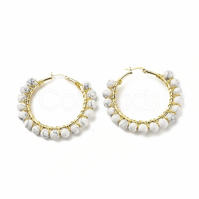 Synthetic Howlite Beaded Hoop Earrings for Women EJEW-C003-03I-RS-1