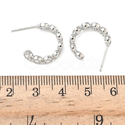 Brass Micro Pave Clear Cubic Zirconia Stud Earrings EJEW-G452-07P-1
