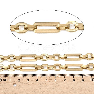 201 Stainless Steel Oval with Rectangle Link Chains CHS-F024-01B-G-1