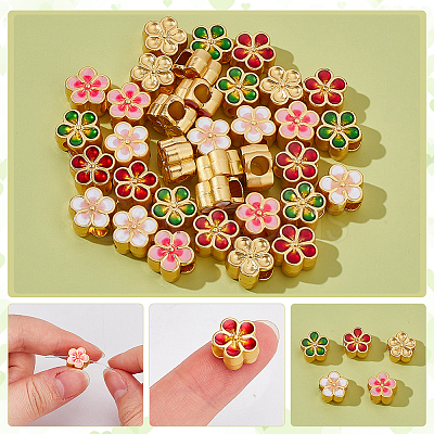 40Pcs 5 Colors Alloy European Beads FIND-WR0012-38-1