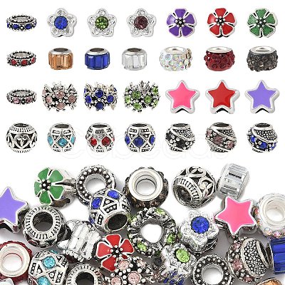 30Pcs 10 Styles Alloy European Beads MPDL-YW0001-03-1