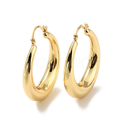 Rack Plating Brass Chunky Hoop Earrings for Women EJEW-G288-35A-G-1