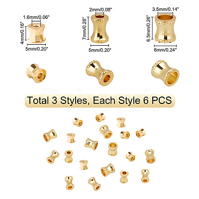 18Pcs 3 Style Brass Beads KK-PH0002-46-1