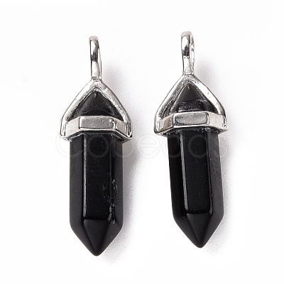 Natural Obsidian Pointed Pendants G-K329-67P-1