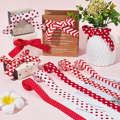 5Pcs 5 Styles Double Sided Polyester Ribbons OCOR-BC0005-43-1