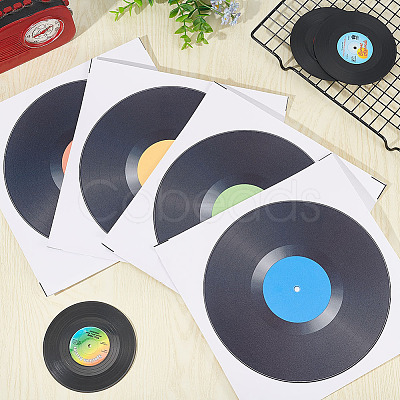 4 Sheets 4 Colors Square Plastic Vinyl Records Waterproof Decorative Stickers DIY-WH0349-146-1