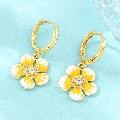 Brass Micro Pave Cubic Zirconia Hoop Dangle Earrings KK-CBA8324-10G-02-1