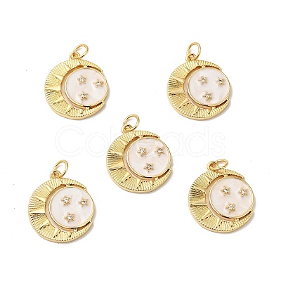 Rack Plating Brass Micro Pave Cubic Zirconia Pendants KK-H431-34G-1