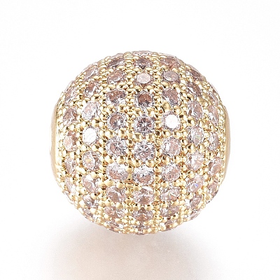CZ Jewelry Brass Micro Pave Cubic Zirconia Round Beads X-ZIRC-M024-06G-1