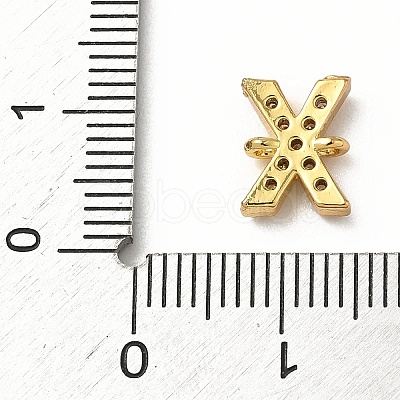 Brass Micro Pave Clear Cubic Zirconia Letter Links Connector Charms KK-I382-07G-X-1