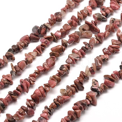 Natural Rhodonite Chip Bead Strands G-M205-24-1