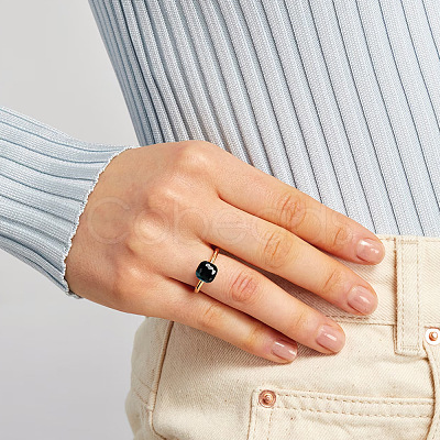 Square 304 Stainless Steel with Glass Finger Rings FS-WG8AAFA-46-1