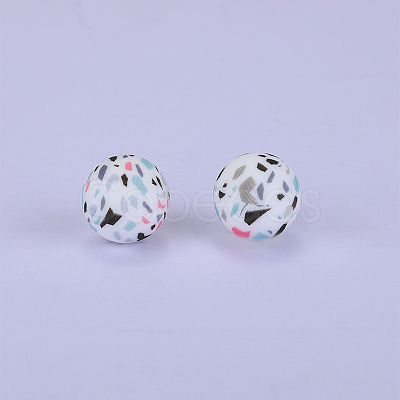 Printed Round Silicone Focal Beads SI-JX0056A-18-1