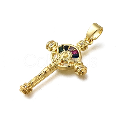 Brass Micro Pave Clear Cubic Zirconia Pendants ZIRC-I070-043G-1