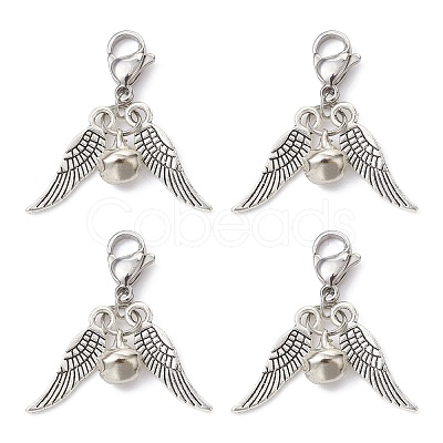 Alloy Wings and Iron Bell Pendant Decoration HJEW-JM01309-02-1