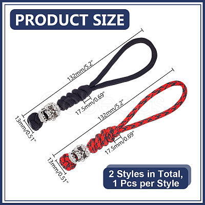 2Pcs 2 Colors Handmade Nylon Parachute Cord Pendant Decorations for Men KEYC-HY0001-32B-1