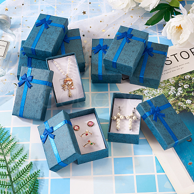 Rectangle Paper Jewelry Gift Boxes with Bowknot CON-TAC0010-79B-1