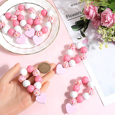 Heart Wood Beaded Napkin Rings AJEW-SC00039-1