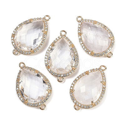 Natural Quartz Crystal Faceted Teardrop Links G-B126-03G-10-1