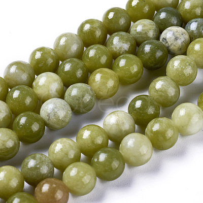 Natural Chinese Jade/Southern Jade Beads Strands G-G735-38-6mm-1
