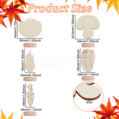 100Pcs 5 Styles Unfinished Wooden Cutouts WOOD-OC0002-89-1