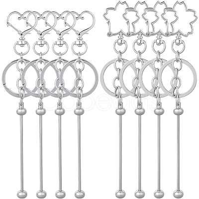 10Pcs Iron Bar Beadable Keychain KEYC-SC0001-76-1