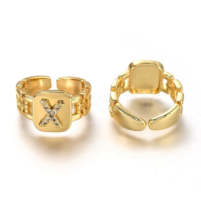 Brass Micro Pave Clear Cubic Zirconia Cuff Rings RJEW-H541-01X-G-1
